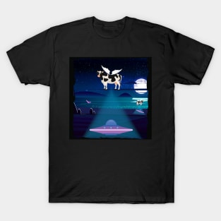 Cow hijacks ufo ship T-Shirt